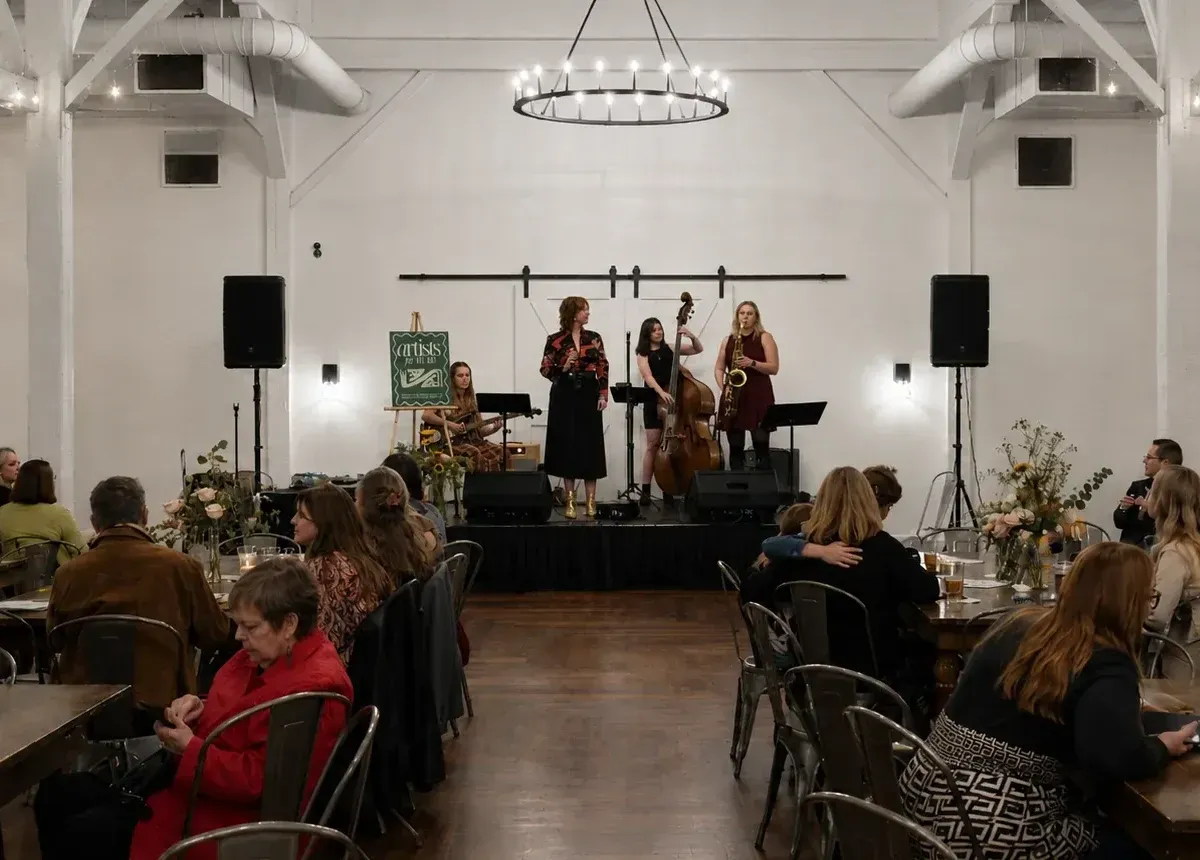 Live music performance at Artists for AWAKE event in Nashville with PA speakers