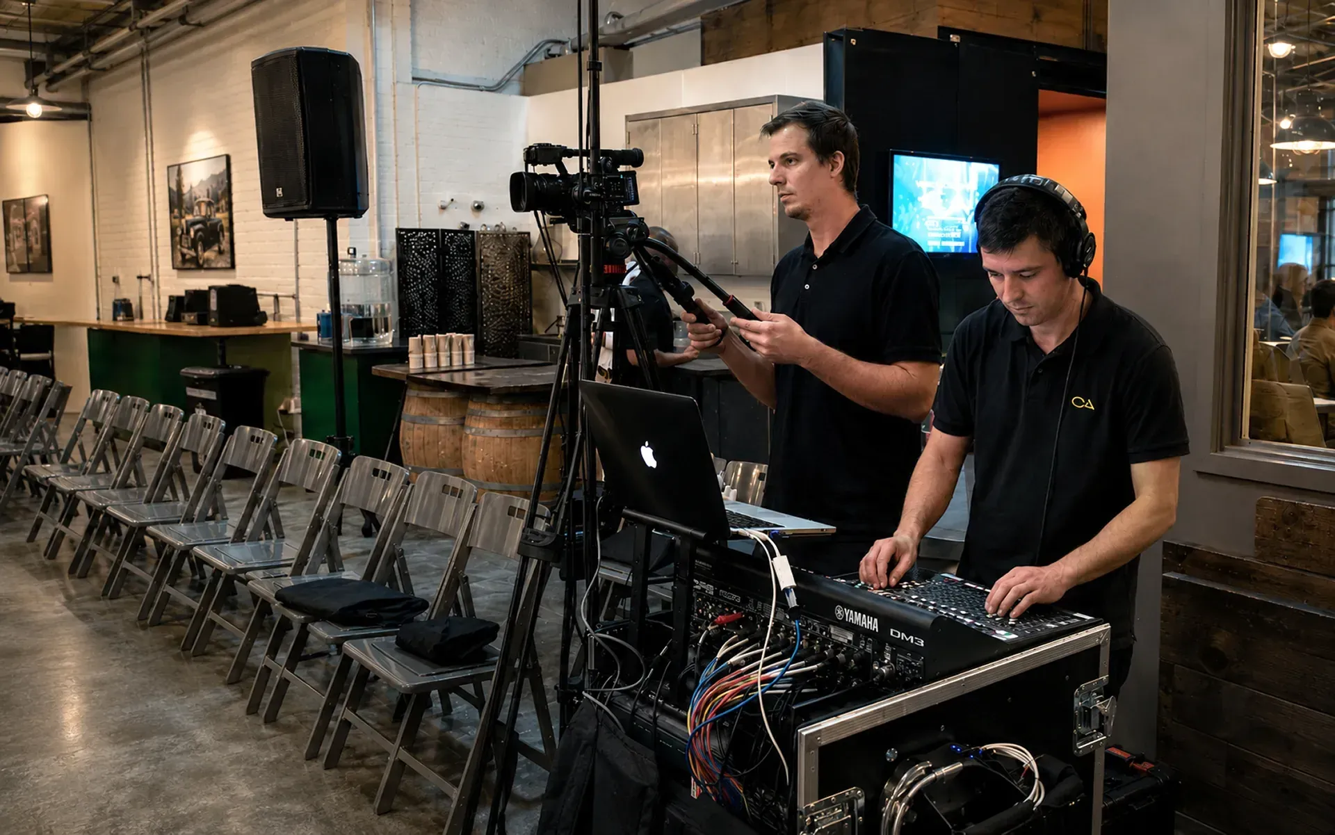 On-site AV technician providing audio and production support at a Nashville event