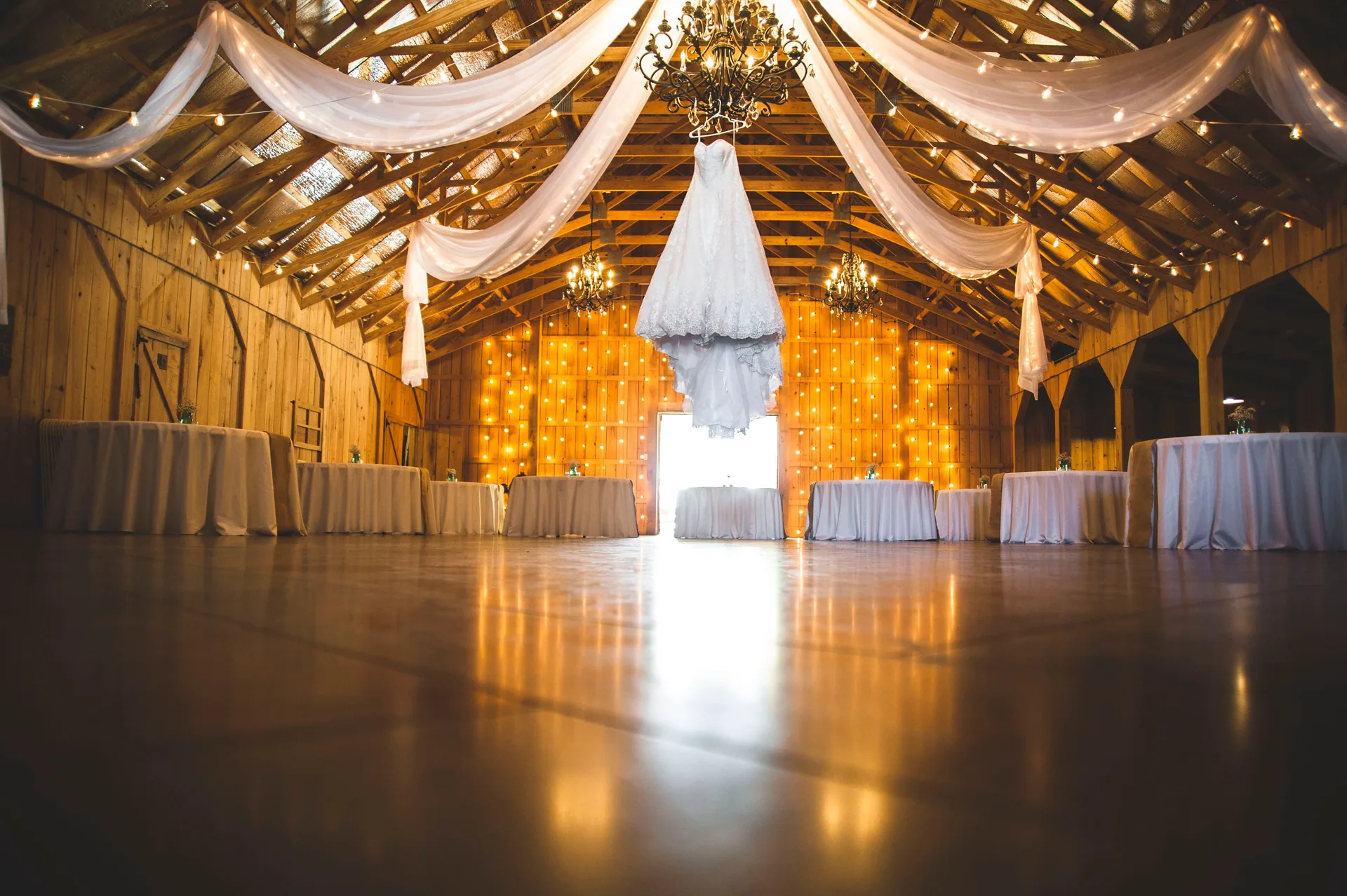 Barn event venue before AV equipment setup