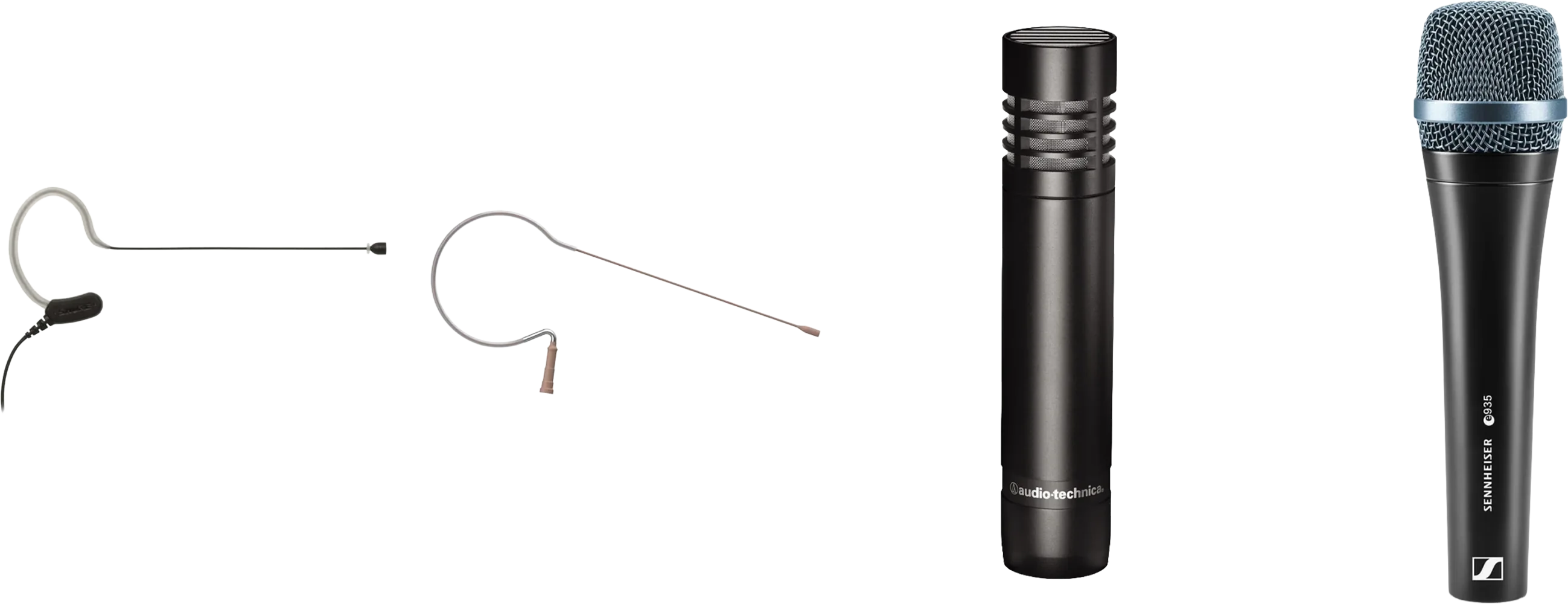 Worship event microphone set with earset, condenser and Sennheiser vocal microphones