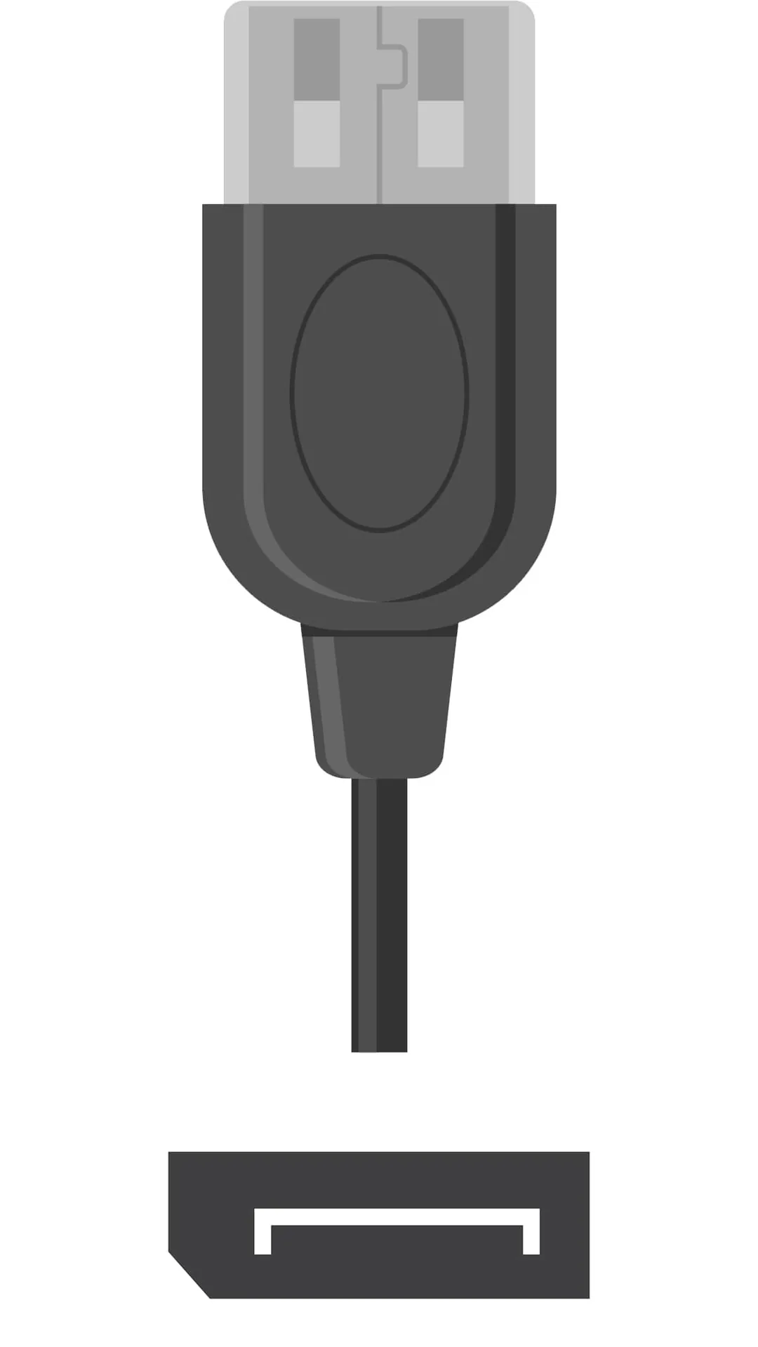 Black DisplayPort cable showing connector design for high-performance display connectivity