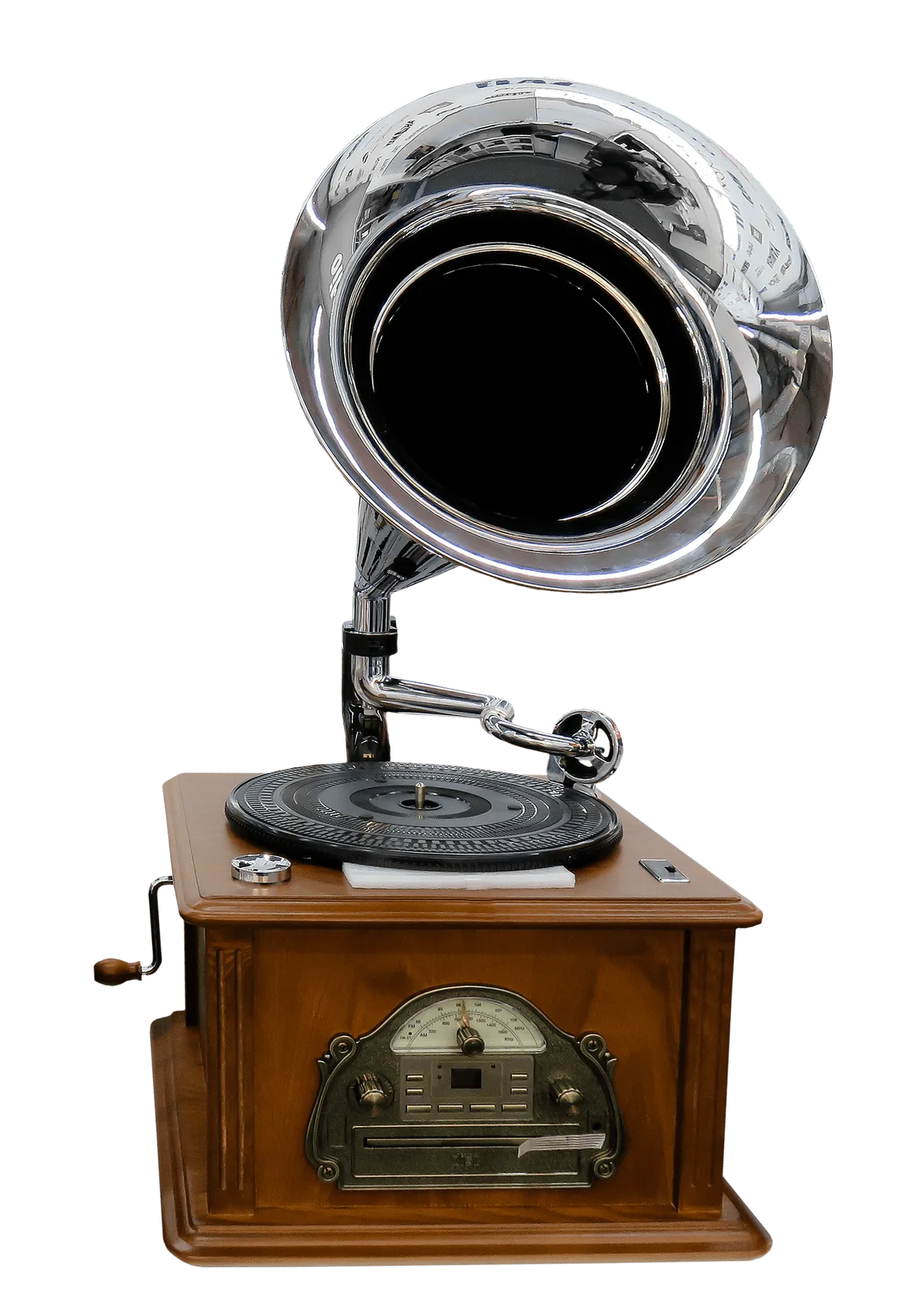 Vintage gramophone phonograph used for music playback in the early twentieth century