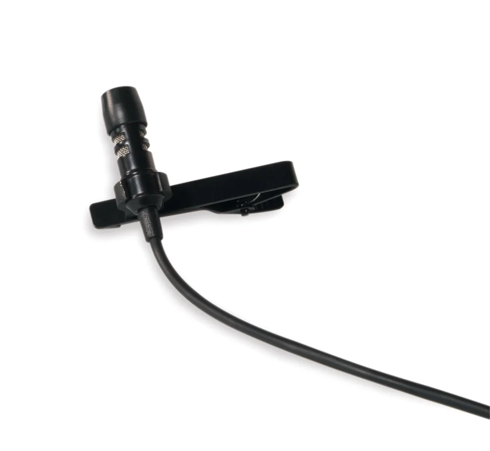 Lavalier clip-on microphone with cable for hands-free event presentations