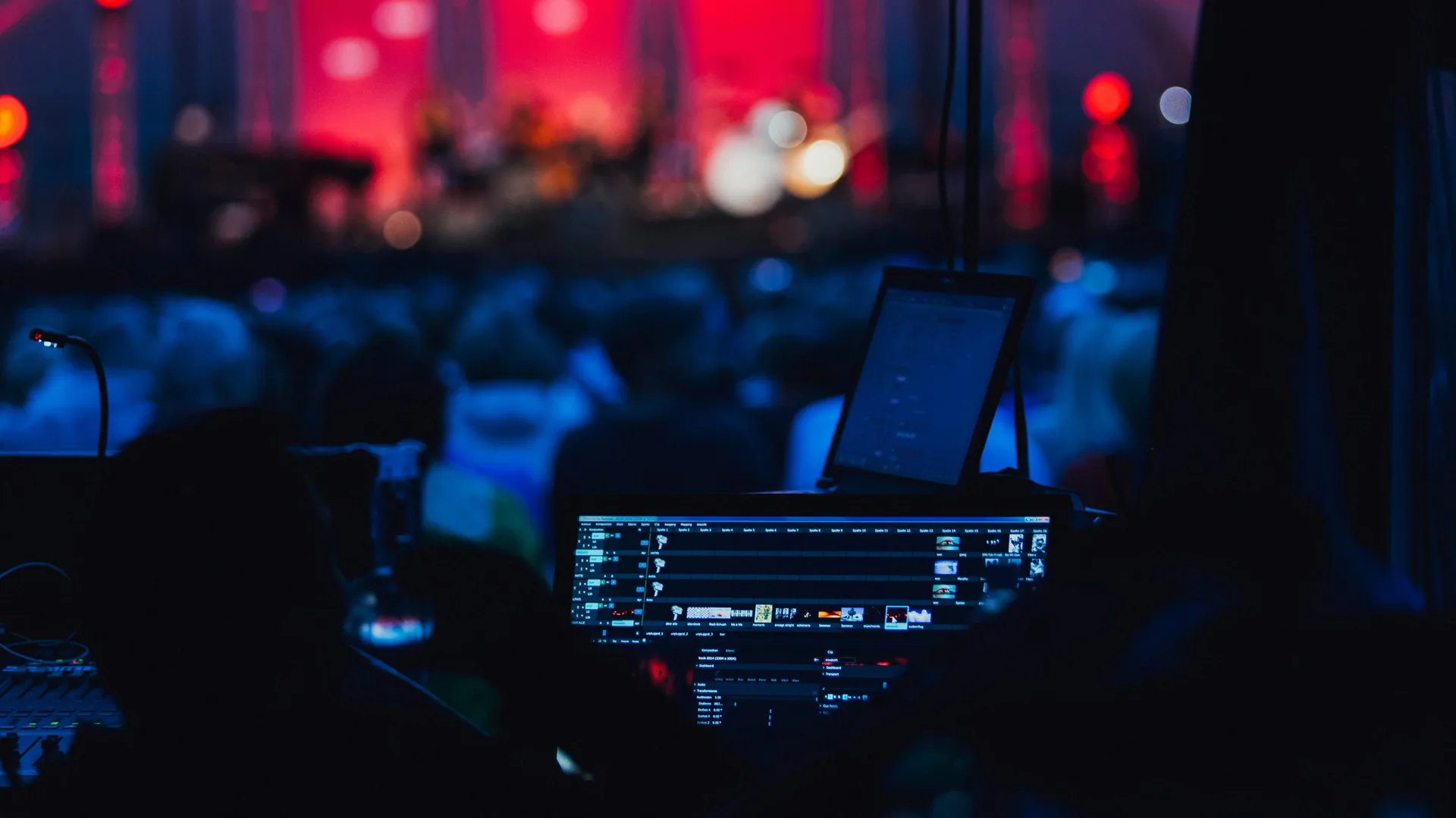 Video operator mixing and controlling live content from backstage during rehearsal