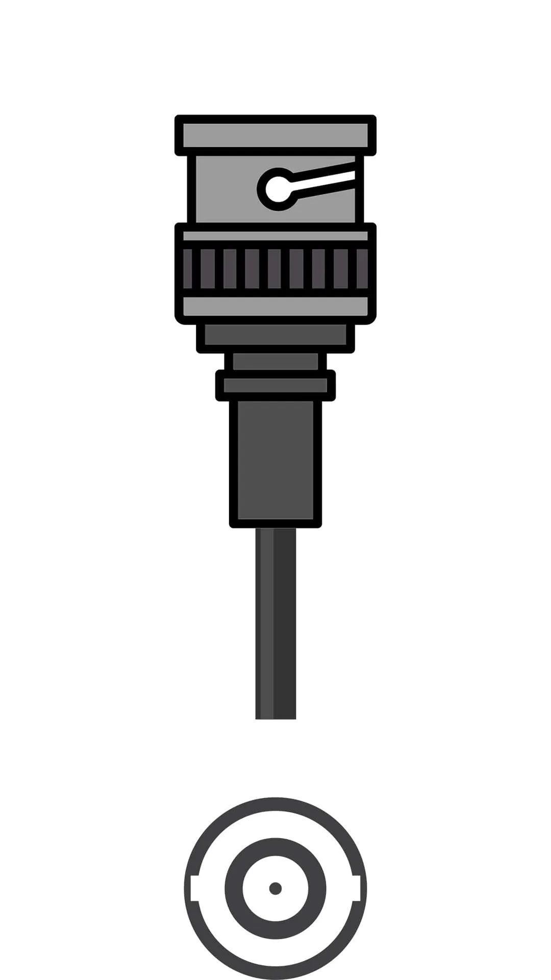 Professional SDI cable featuring circular locking mechanism commonly used in broadcast video