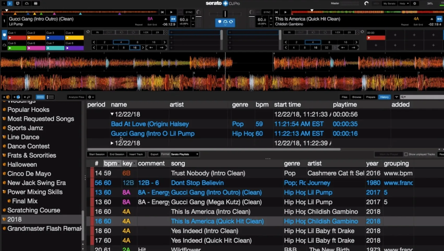Serato Scratch Live software interface showing waveforms and mixing controls