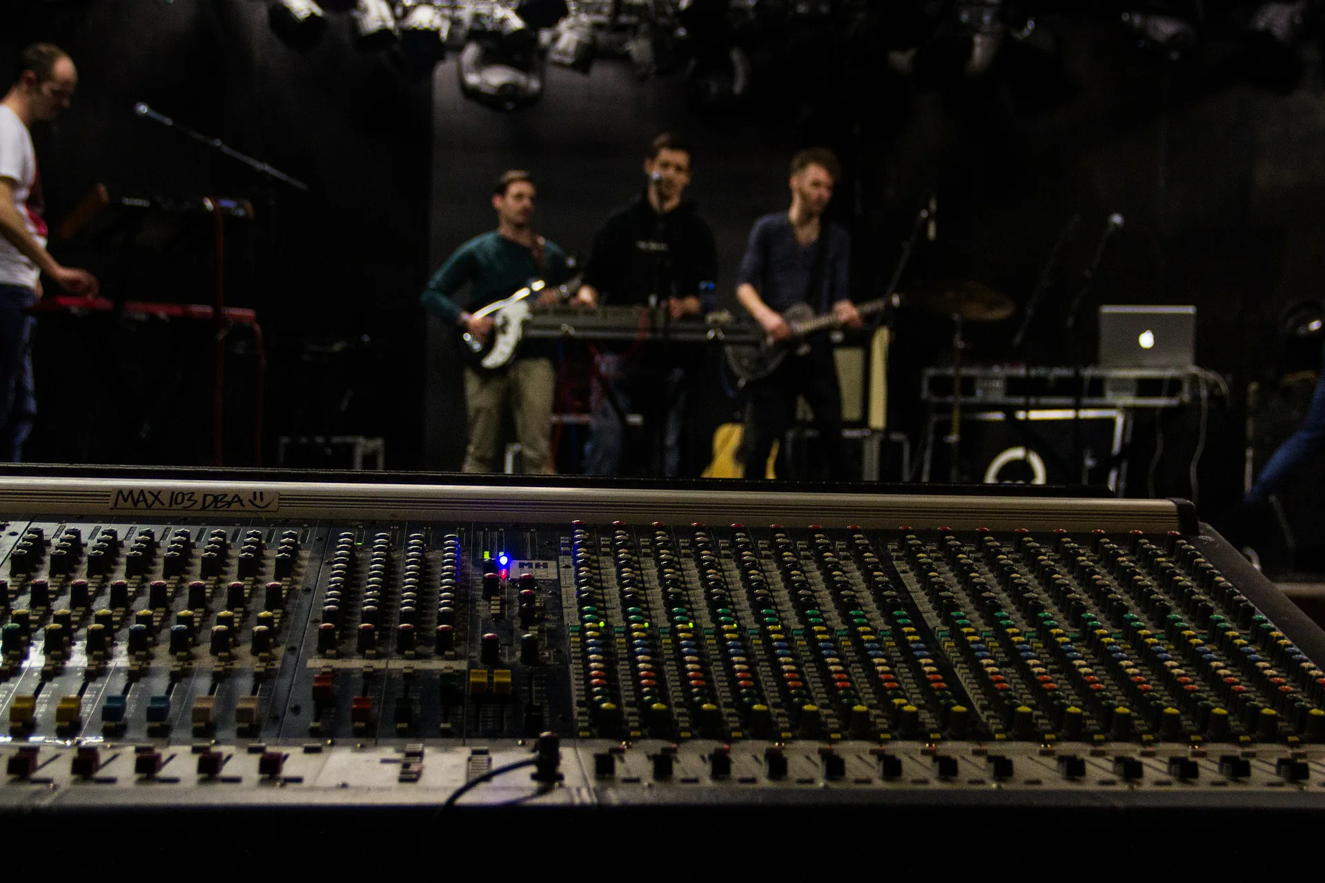 Sound engineer view from the front of house position during soundcheck at a live event venue