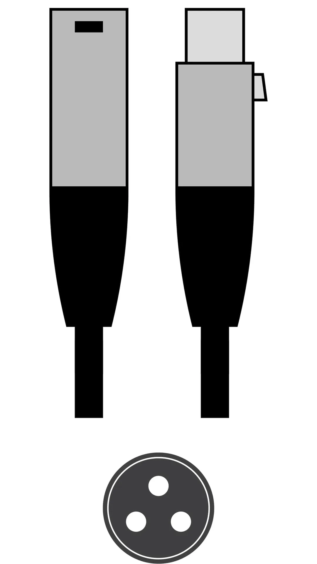 XLR audio cable connector with three-pin design used in professional sound systems