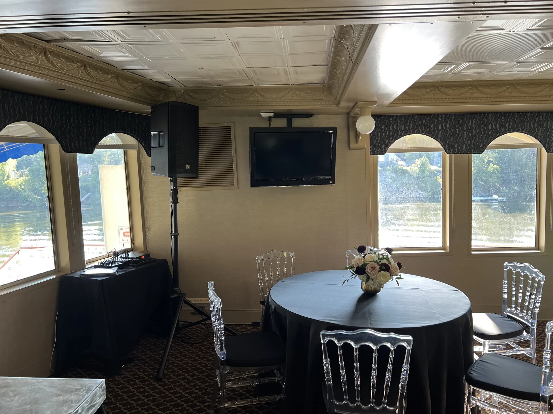 Channel AV PA speakers, wireless microphones and audio mixer aboard the General Jackson Showboat for a private Nashville event